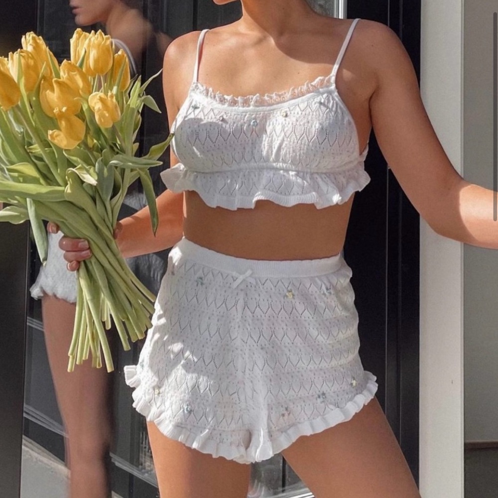 For love&lemons Charleston pointelle knit cropped top